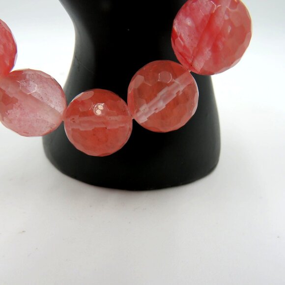 Rose Pink Quartz Bracelet Faceted Bead‎ Chunky Stones Stretch - Picture 4 of 10